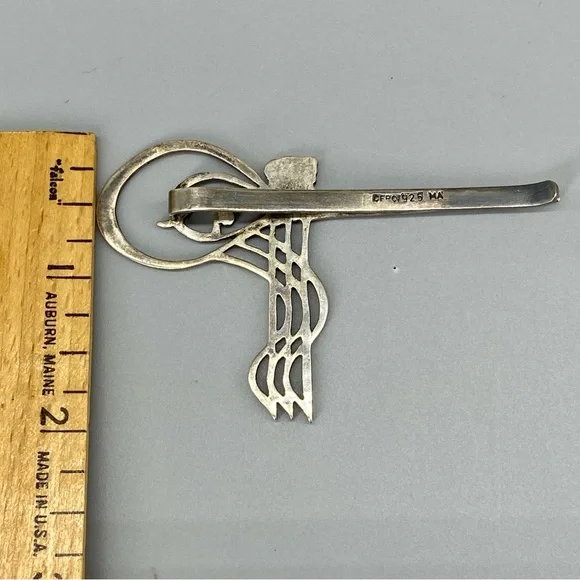Vintage Turkish Ottoman Tie Clip Sultan Tughra Sterling Silver Suleiman Insignia - Picture 5 of 16